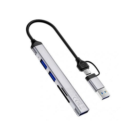 WIWU HB003 5 in 1 Multifunction Hub USB + Type C to USB 3.0 / 2x USB 2.0 / SD and TF Card Reader Expansion Dock