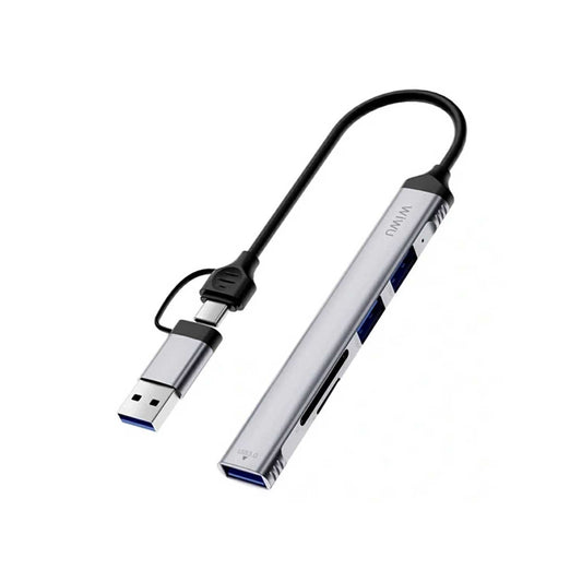 WIWU HB003 5 in 1 Multifunction Hub USB + Type C to USB 3.0 / 2x USB 2.0 / SD and TF Card Reader Expansion Dock