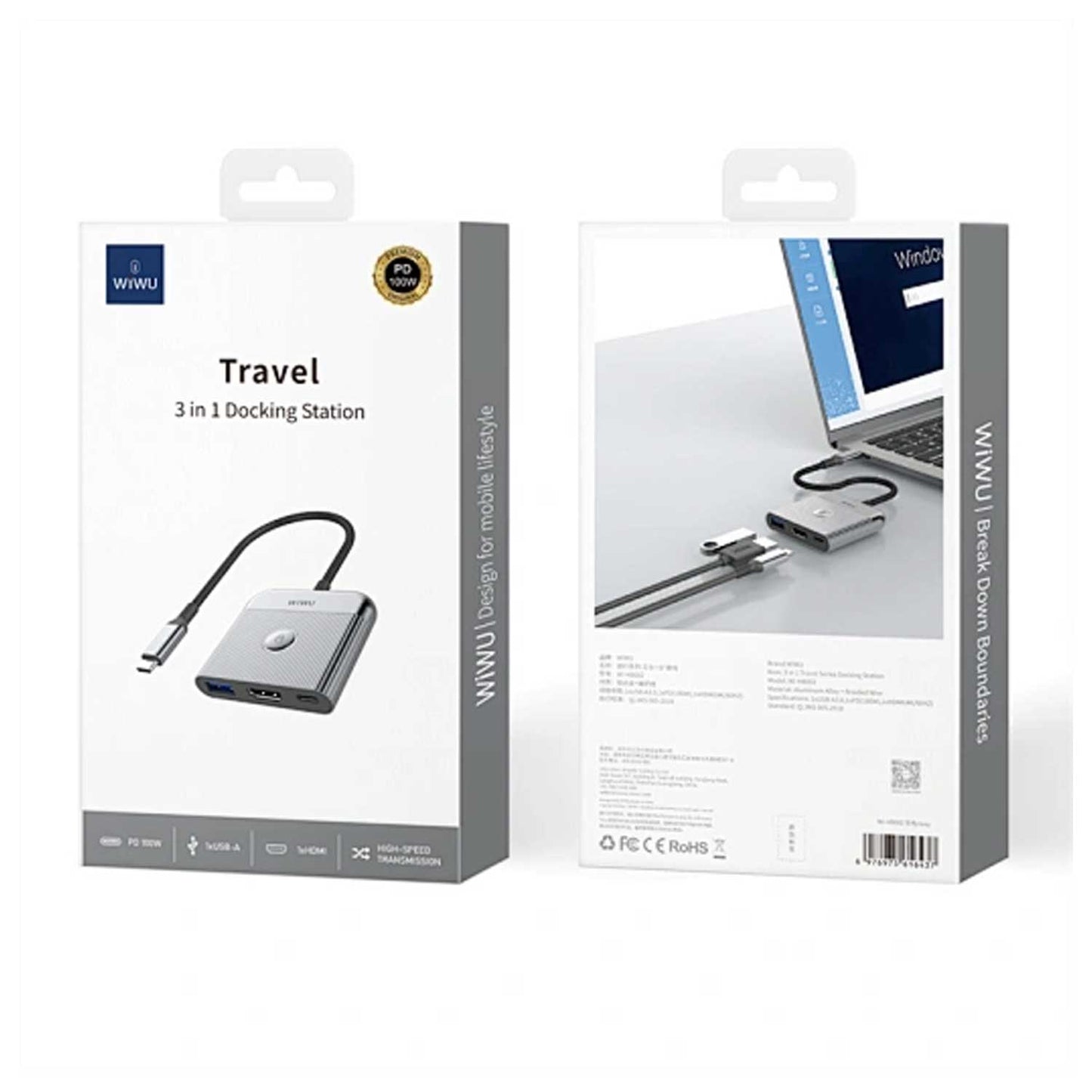 WiWU Traveling Series 3 IN 1 Type C Hub Docking Station Wi-HB002