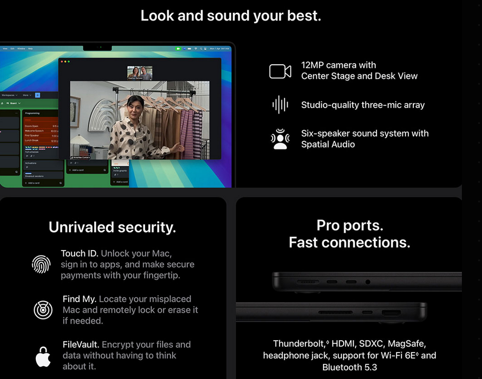 APPLE MACBOOK M4 PRO 512GB SSD 24GB RAM'14 INCHES - BLACK