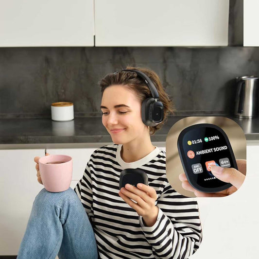 Levelo VibeMaster Hybrid ANC Headphones, 5 EQ Modes, Playtime 25H (ANC On), Playtime 40H (ANC Off), Portable Touch Display, Foldable Design, 2H Headphones /1.5H Screen Charging Time - Black