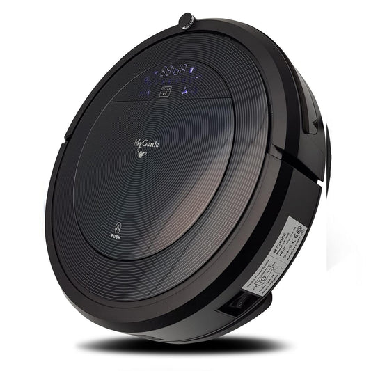 MyGenie Robot Vacuum Cleaner ZX1000 2-in-1 Vacuum and Mopping, Scheduled Cleaning, Anti Collision 3D Filter + HEPA Filters, 2200 mAh Lithium Battery, 0.9L Dustbin, 0.6L Water Tank, Side Brushes, Black