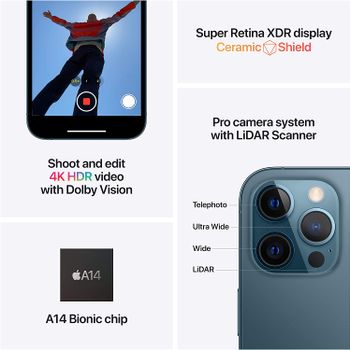 Buy Apple iPhone 12 Pro Max 128GB Pacific Blue – Front View with Super Retina XDR Display