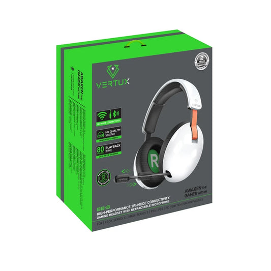 Vertux High-Fidelity Over-Ear Gaming Headset with Triple Mode Connectivity, Retractable