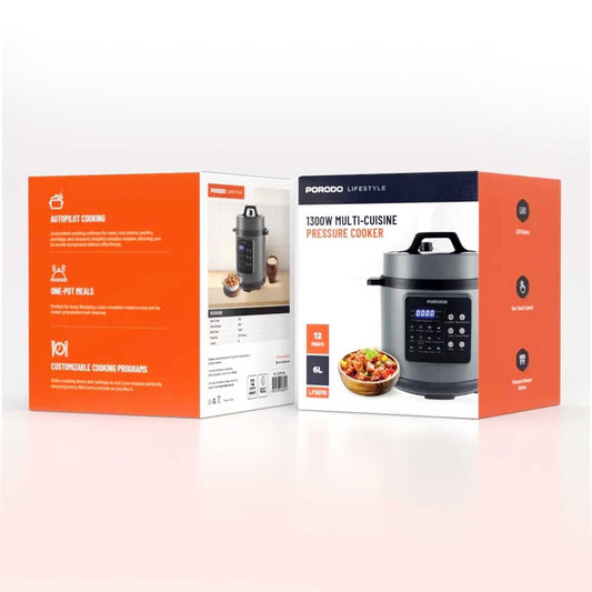 Porodo Lifestyle 1300W Electric Pressure Cooker 6L - Black
