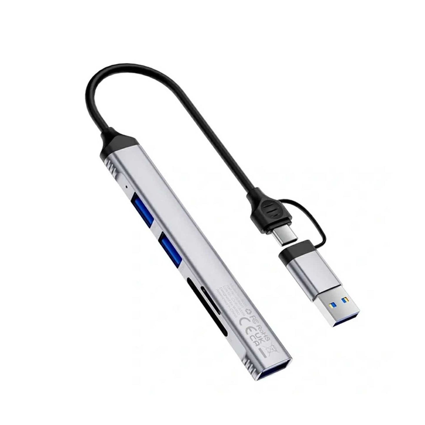 WIWU HB003 5 in 1 Multifunction Hub USB + Type C to USB 3.0 / 2x USB 2.0 / SD and TF Card Reader Expansion Dock