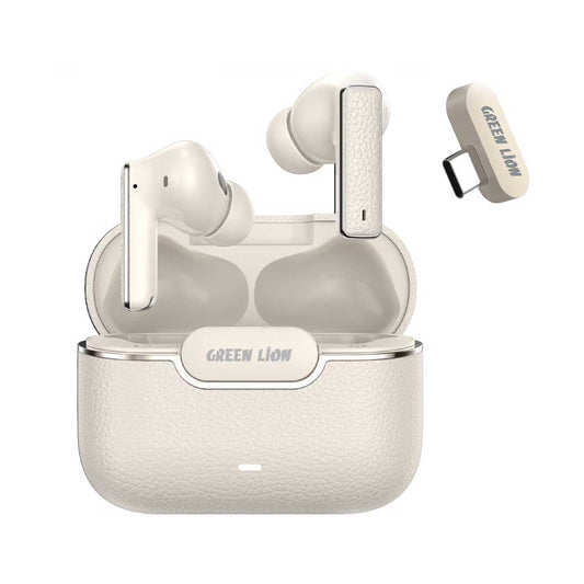 Green Lion River Plus True Wireless Earbuds, Bluetooth V5.4, 13mm Speaker, 6-7 Hours Playtime, Noise Reduction -42 dB, IPX4 Waterproof, Type-C Charging, 40mAh Earbuds Battery, Cream