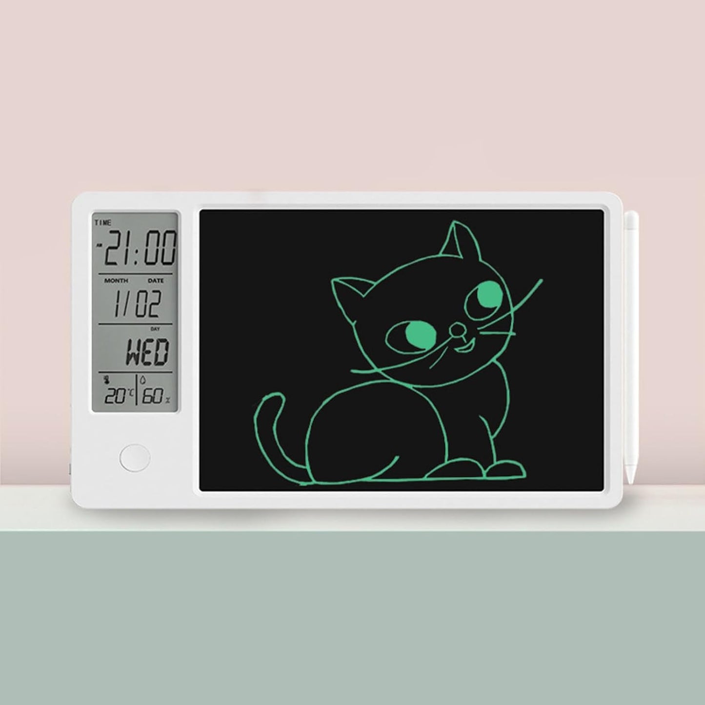 Maizoon Electronic Desktop Calendar Writing Tablet Erasable Doodle Office Memo Board Time Temperature Desktop Tablet Ideal for Business Home Decoration White Brand: Maizoon