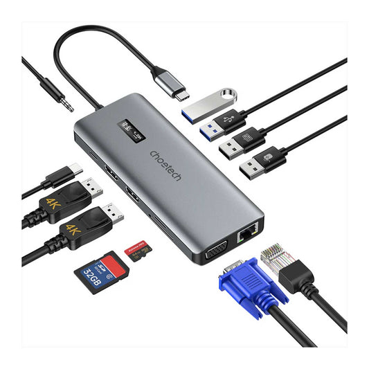 CHOETECH 12-in-1 USB-C Multiport Adapter with digital display