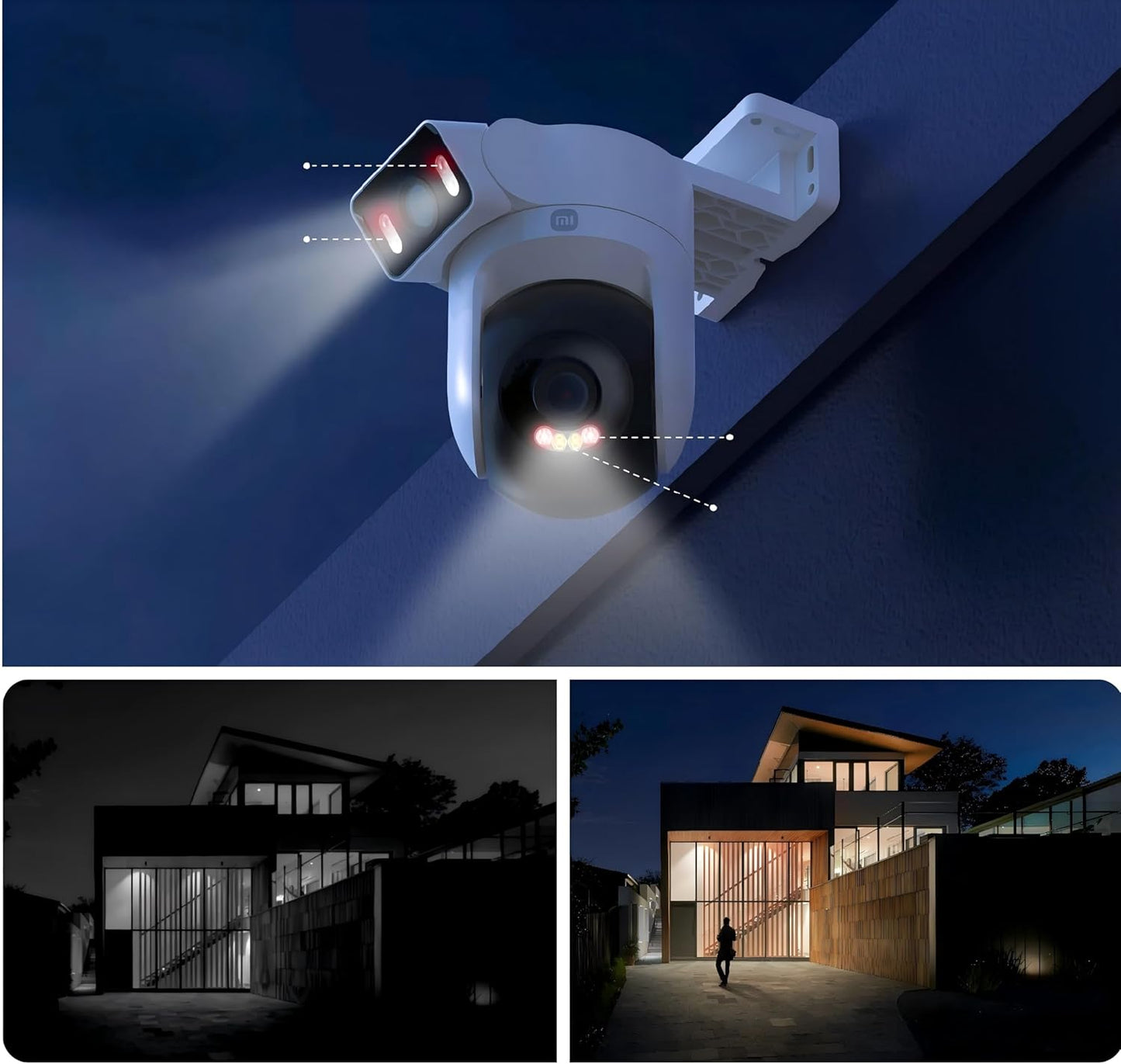 Xiaomi Outdoor Dual Lens Camera CW500,WiFi 6 Full Color Night Vision Sound Light Warning IP66 Security Camera For Mi Home APP