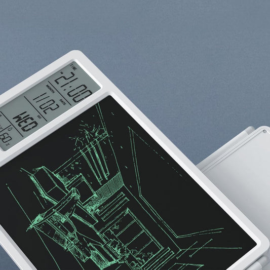 Maizoon Electronic Desktop Calendar Writing Tablet Erasable Doodle Office Memo Board Time Temperature Desktop Tablet Ideal for Business Home Decoration White Brand: Maizoon