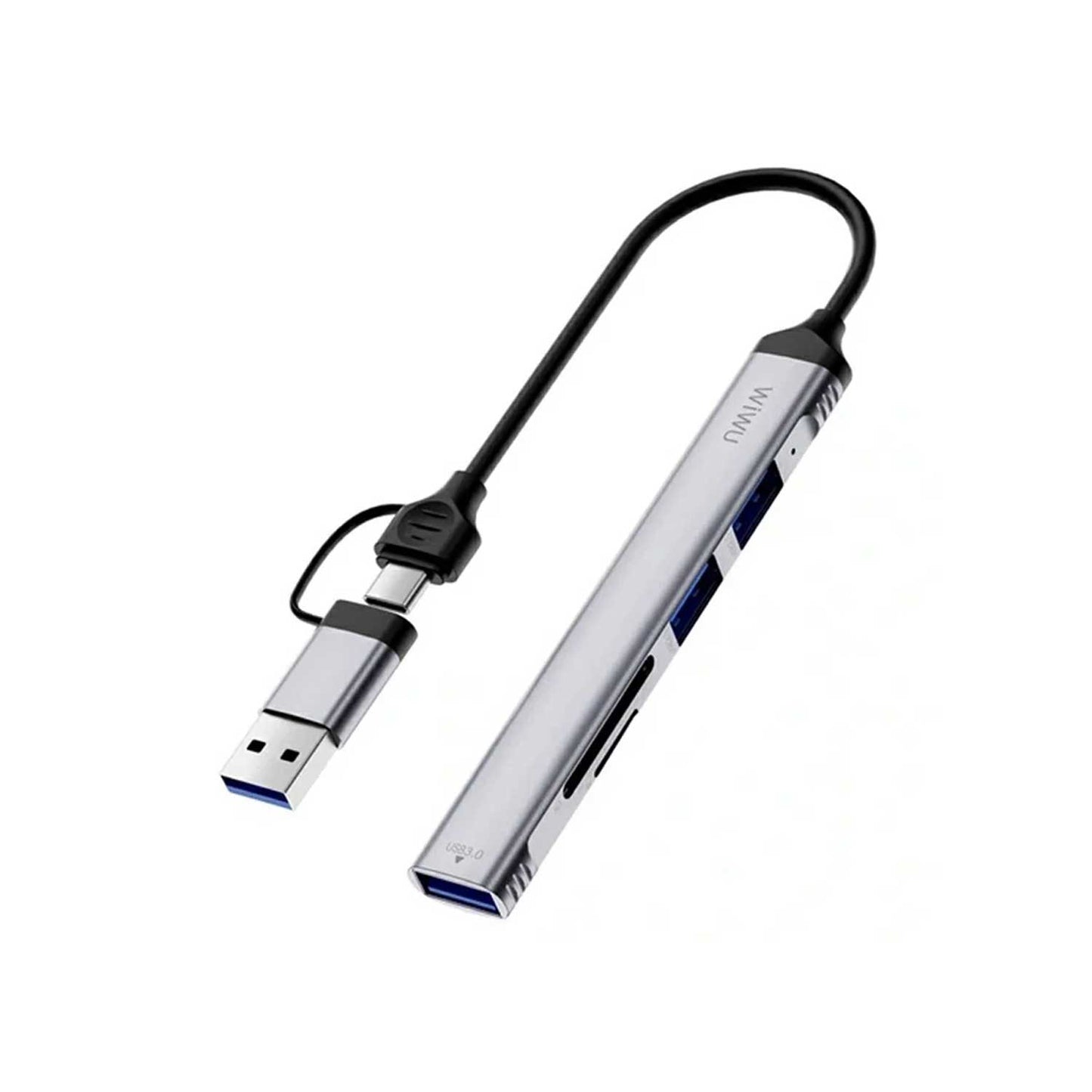 WIWU HB003 5 in 1 Multifunction Hub USB + Type C to USB 3.0 / 2x USB 2.0 / SD and TF Card Reader Expansion Dock