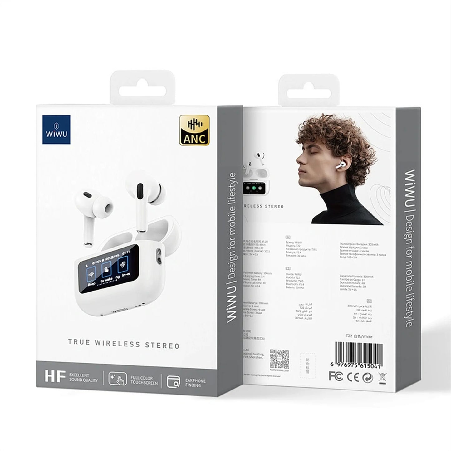 WiWU T22 ANC True Wireless Earbuds - White