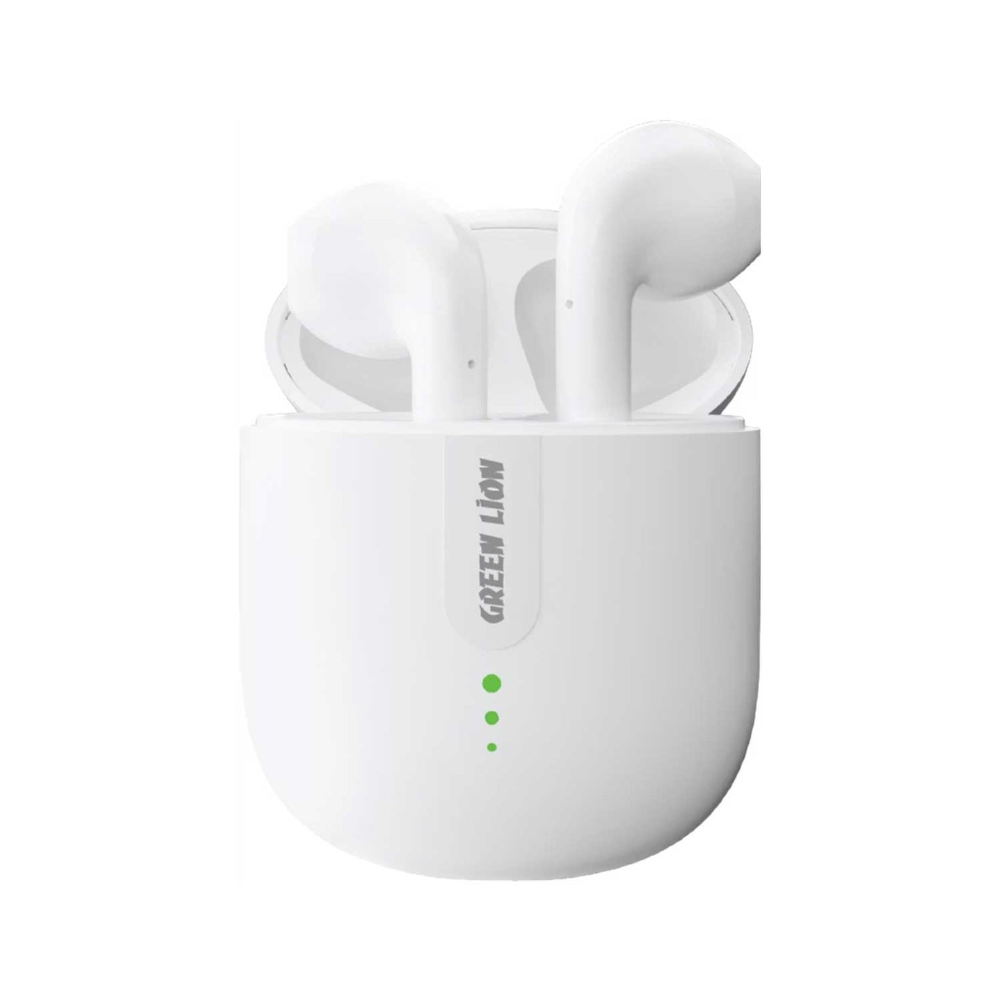 Green Lion Atlanta True Wireless Earbuds with Built-in Microphone, IPX4 Waterproof Level, Voice Assistant, HiFi Sound, Touch Control, 3 Hours Playtime - White
