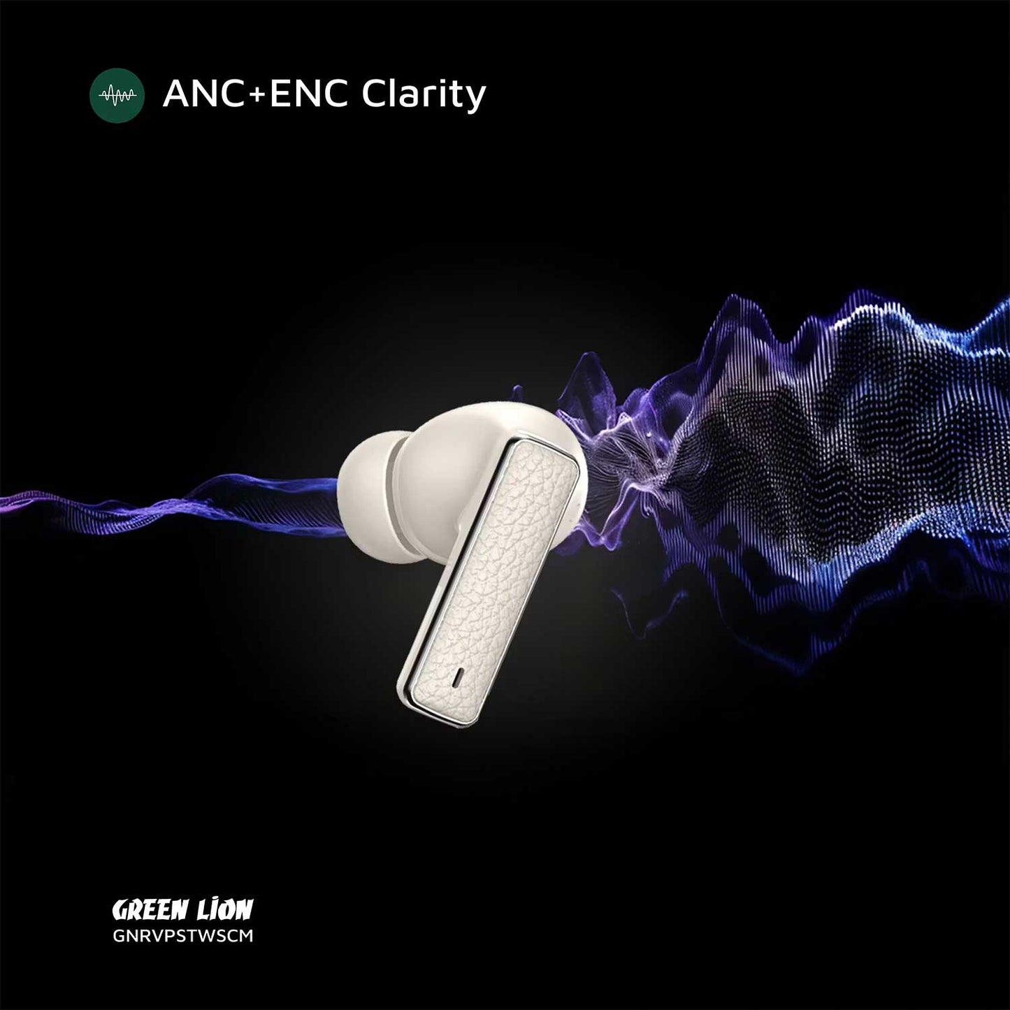 Green Lion River Plus True Wireless Earbuds, Bluetooth V5.4, 13mm Speaker, 6-7 Hours Playtime, Noise Reduction -42 dB, IPX4 Waterproof, Type-C Charging, 40mAh Earbuds Battery, Cream