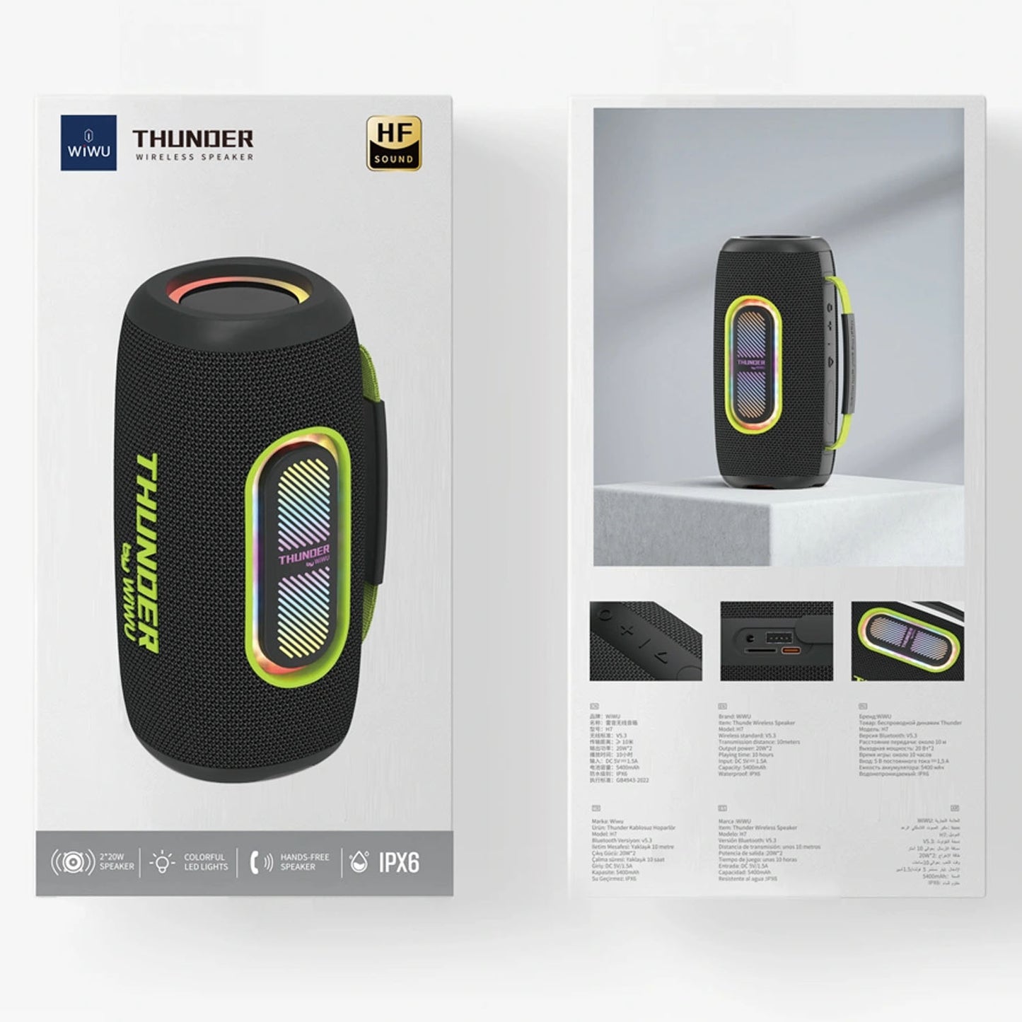 Bluetooth Speaker WIWU H7 Thunder Wireless Portable Speaker Black