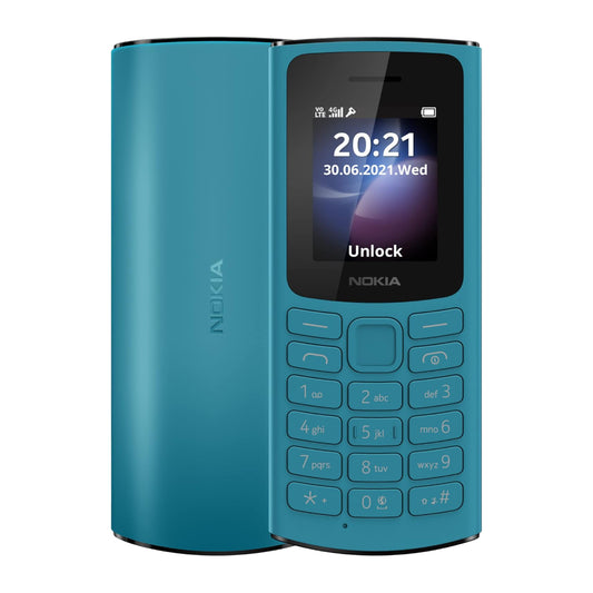 Nokia 105 4G Feature Phone With Long-Lasting Battery, Classic Quality Design , Packed Features, Classic Games, Radio, Flashlight And Plenty Of Storage Space, Dual Sim, RAM 48 Mb, Rom 128 Mb - Blue