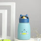 Cute Cartoon Glass Water Bottle with Animal Design Cap, Double Layer Inner Glass Outer Plastic