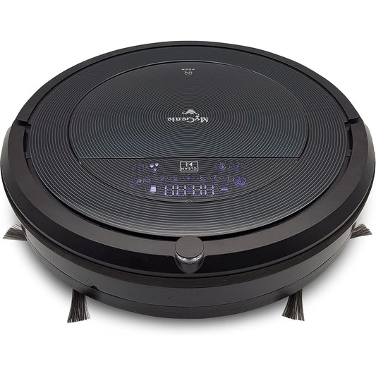 MyGenie Robot Vacuum Cleaner ZX1000 2-in-1 Vacuum and Mopping, Scheduled Cleaning, Anti Collision 3D Filter + HEPA Filters, 2200 mAh Lithium Battery, 0.9L Dustbin, 0.6L Water Tank, Side Brushes, Black